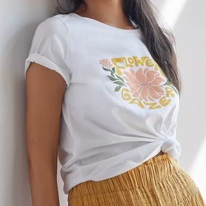 ANTHROPOLOGIE // SUN KEEP Flower Gazer Graphic Tee Shirt Medium White NWT